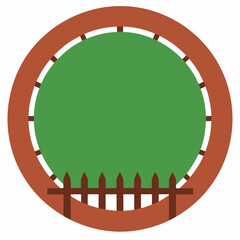 Circular border round fence vector on white background.