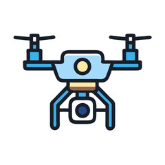 Blue drone icon against a black background illustration