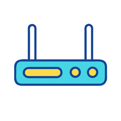 Fototapeta premium A blue WiFi router with two antennas graphic design