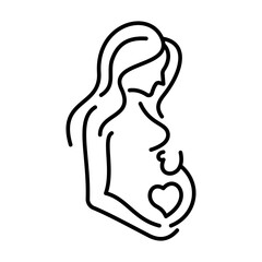 Vector line icon related to pregnancy. Perfect Line. Editable Stroke.