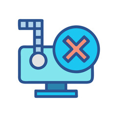 Fototapeta premium Cartoon computer icon with error symbol against black background