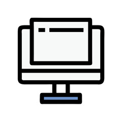 Modern computer monitor icon illustration on black background design