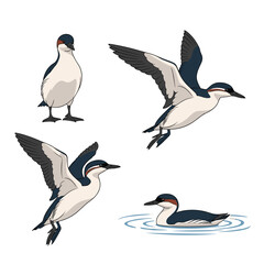Obraz premium Captivating pixel art illustrations of diverse bird poses and aquatic life showcasing natural beauty
