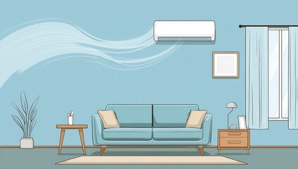 Living room with air conditioner