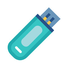 Stylized teal blue USB drive on a black background