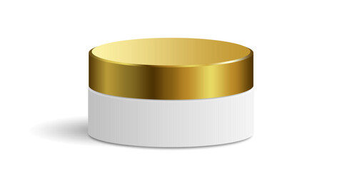 White and gold cylinder podium stage platforms pedestal vector. Ideal for product showcases, awards ceremonies, or luxury presentations. elegant, multi-tiered display for premium items