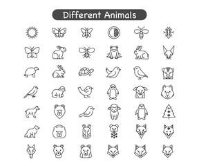 Minimalist Seasonal Animal Icons: Black & Line Art Collection