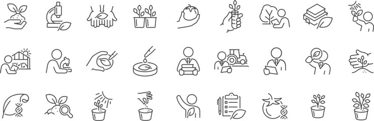 Gardening and Eco Lifestyle Icons &ndash; Plants, Organic Living, Sustainability, Pots, Home Garden, Green Thumb, Plant Care, Herbal Growth

