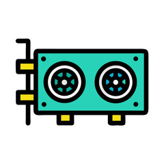 Flat Illustration of Audio Tape Recorder on Black Background