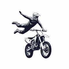 vector illustration. motocross rider jumping