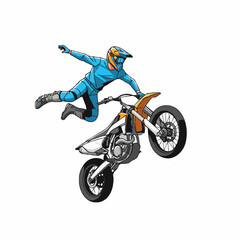 Obraz premium vector illustration. motocross rider jumping