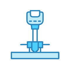 Stylized icon of a 3D printer on black background