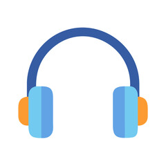 Blue and orange flat design headphones on black background