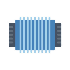 Stylized accordion illustration with blue and grey color palette