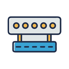 Stylized flat design icon of a server rack computer