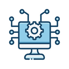 Digital transformation and automation concept with gear on computer screen