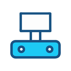 Stylized modern icon of a computer or control panel