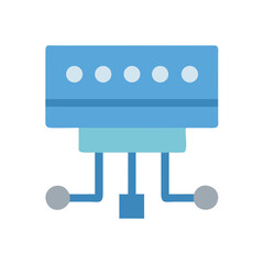 Stylized vector graphic of server rack network infrastructure concept