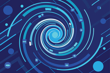 Fototapeta premium Swirling Blue Cyber Tunnel