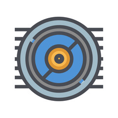 Abstract concentric circles illustration in blue and gold color scheme
