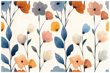 vector seamless pattern with flowers