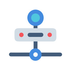 Flat icon of network hub representing server connections