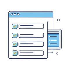 Digital interface with checkboxes and data lists isolated on transparent background