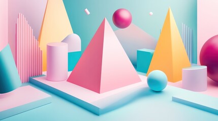 Fototapeta premium Abstract geometric shapes in pastel colors. (3)