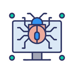 Cybersecurity bug on a computer screen with circles