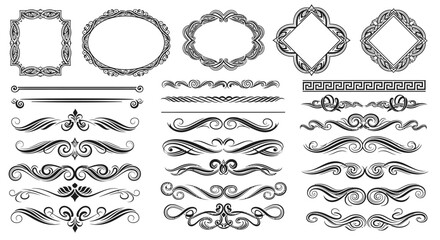 Collection of Ornate Vintage Frames, Borders, and Decorative Elements