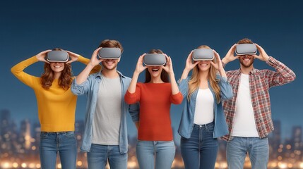 A mixed group of international teens participates in a virtual space mission simulation, reflecting youth collaboration, ambition, advanced digital learning, innovation, and leadership through