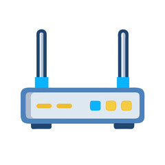Digital wireless network router icon with dual antenna setup