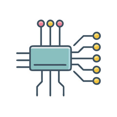 Simple light blue and dark blue circuit board icon design
