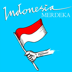 Indonesia Independence day, August 17, doodle vector