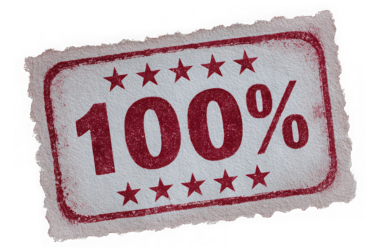 Vintage 100 percent stamp with stars isolated on transparent background