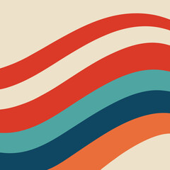 Obraz premium Retro wavy stripes in warm colors and muted tones