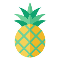 Obraz premium Stylized flat design pineapple with green leaves and yellow body
