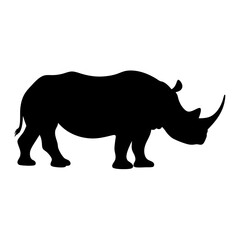Isolated black silhouette of a rhinoceros on white background, rhinoceros icon