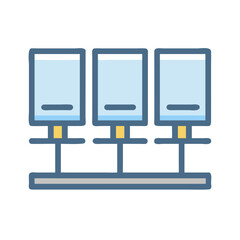 Triple water dispenser cartoon illustration on black background