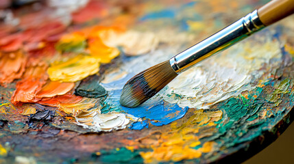 Obraz premium Classic paintbrush resting on a table ready for artistic expression and creative exploration