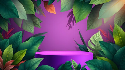 Tropical Leaf-Themed White Podium Display