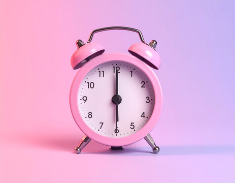 3D Pink clock time alarm pastel background retro