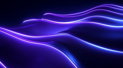 Abstract Wavy Lines Glowing with Neon Light
