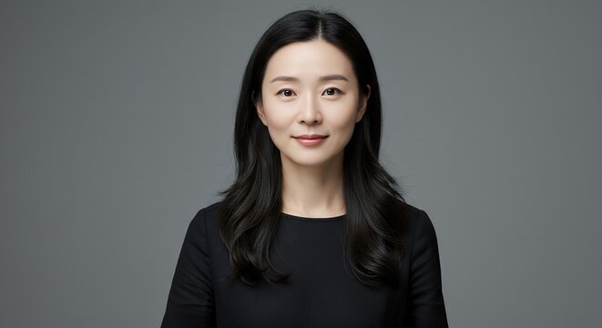 Woman portrait against gray background