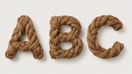 Nautical ABC: Braided Rope Letters on White Background, Textured Alphabet Design