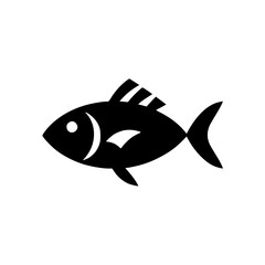 Simple Side View Fish Icon with Fin and Tail Detail
