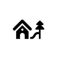 Simple House and Pine Tree Icon Representing Rural Property or Cabin
