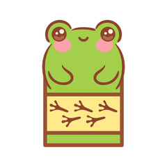 A cute kawaii frog eraser, featuring big sparkling eyes and a cheerful smile. Its rounded body is bright green with tiny white spots, and it happily ready to fix mistakes with charm.