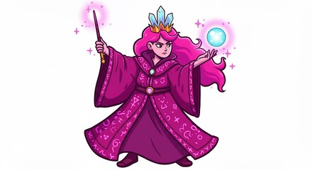Cartoon fantasy female character with magic wands
