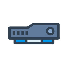 Stylized modem illustration against a black background providing contrast